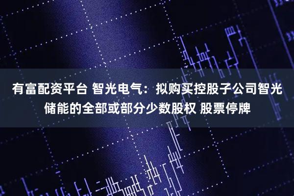 有富配资平台 智光电气：拟购买控股子公司智光储能的全部或部分少数股权 股票停牌